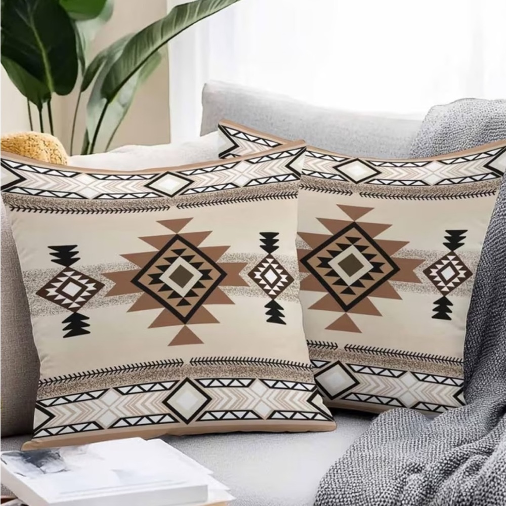 🤎 Southwestern Aztec Throw Pillow Covers | 2 / 18x18 Boho Western Decor
